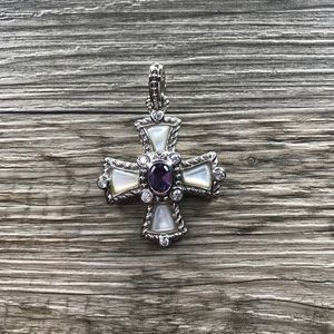 Judith Ripka amethyst pearl cross enhancer